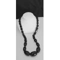 PN#13 29" large black stone necklace  largest one (1.5"x1") sterling clasp $300.00