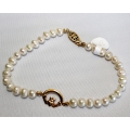 PB#1 14k y gold 5mm pearls bracelet 8.5" long $195.00