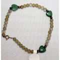 PB#3 14k y gold 7.5" 8mm (jade hearts) 3mm beads $99.00