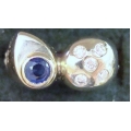 R#104 18K W/GOLD BLUE SAPPHIRE & DIAMONDS FASHION RING 